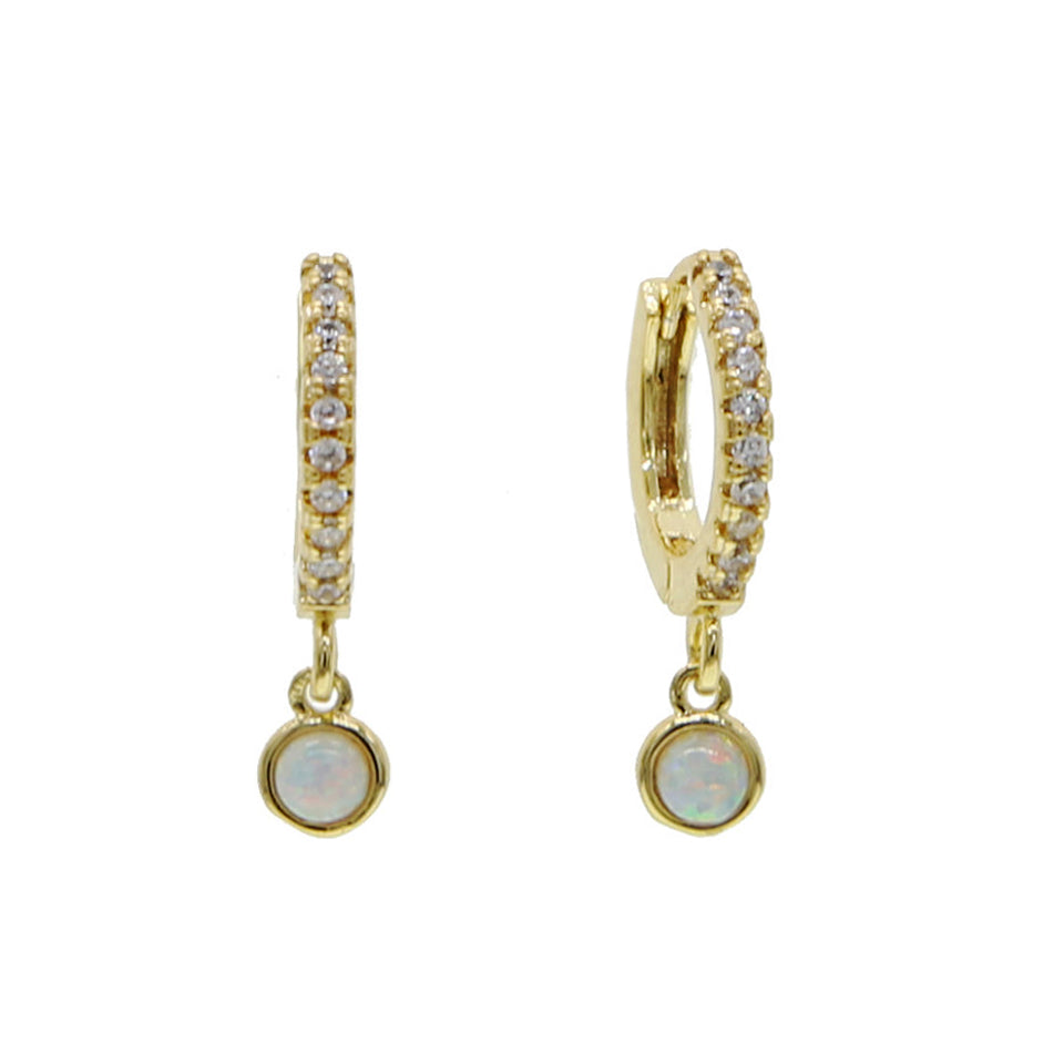 Dazzling Opal  Hoop Charm Earrings