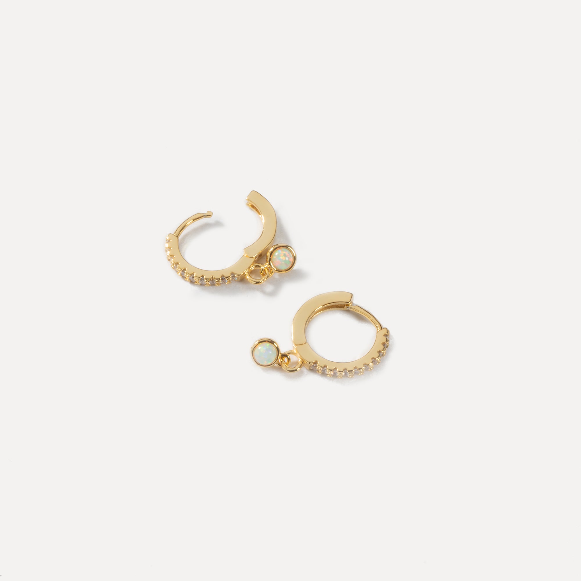 Opal & deals Brass Hoops